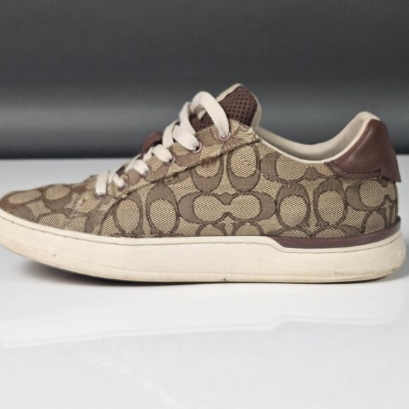 Coach Khaki Signature Jacquard Clip Low Top high Line Sneaker size 8 - Picture 11 of 16